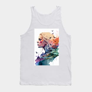 Double Exposure of Woman in Nature Tank Top